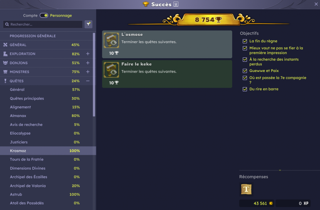 Succès Quête Krosmoz